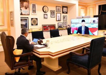 Yang di-Pertuan Agong berkenan menerima menghadap Ismail Sabri Yaakob sempena mesyuarat pra-Kabinet menerusi sidang video di Istana Negara hari ini. - ISTANA NEGARA