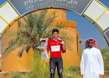 AIMAN Cahyadi muncul pendahulu Raja Bukit berakhir peringkat kedua Jelajah Sharjah.-IHSAN Terengganu Polygon Cycling Team