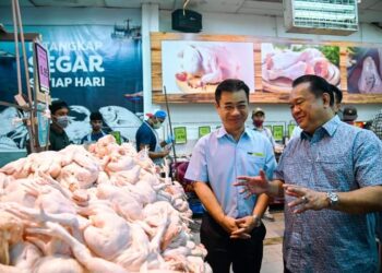 ALEXANDER Nanta Linggi meninjau barangan keperluan di sebuah pasar raya di Batu Caves, Selangor, hari ini.