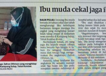 Keratan akhbar Utusan Malaysia  20 September 2021 yang melaporkan  kisah Nurhidayah Ismail menjaga ibu angkatnya Zaiton Othman.