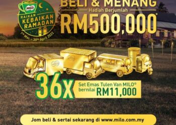 Sebanyak 36 set Van MILO vintaj Jongkong Emas Tulen ditawarkan dalam Peraduan MILO@Raikan Kebaikan Ramadan berakhir 30 April ini.
