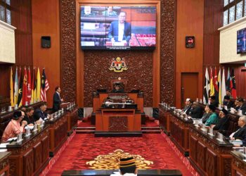 Anwar Ibrahim membentangkan Rang Undang-Undang Perbekalan 2023 di Dewan Negara, semalam. – IHSAN JABATAN PENERANGAN