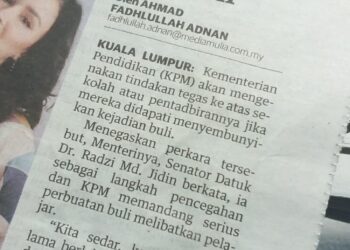 KERATAN akhbar Utusan Malaysia semalam.