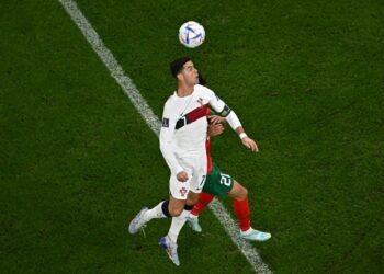 CRISTIANO Ronaldo akan berusia 42 tahun menjelang empat tahun lagi. - AFP