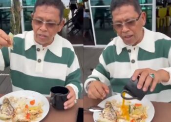 TANGKAP layar daripada video yang mendakwa Hanafiah Mat memperlekeh hidang Menu Rahmah. - MEDIA SOSIAL