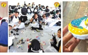 MURID-MURID di Sekolah Kebangsaan Tunku Bendahara, Kodiang, Kedah dan kanak-kanak dari Rumah Aman Sungai Buloh, Selangor gembira ketika melukis dan mewarna kasut-kasut sekolah.