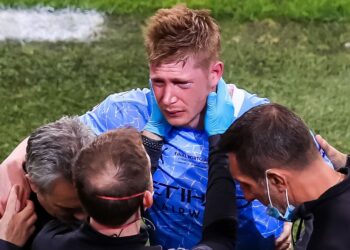 KEVIN de Bruyne ketika mengalami kecederaan dalam final Liga Juara-Juara menentang Chelsea, 30 Mei lalu.