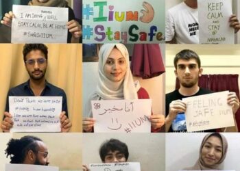 PARA siswa UIAM termasuk pelajar antarabangsa mempamerkan semangat untuk terus belajar meskipun berdepan pandemik Covid-19. – TWITTER UIAM