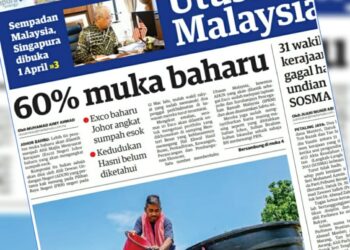 KERATAN laporan muka depan Utusan Malaysia hari ini.