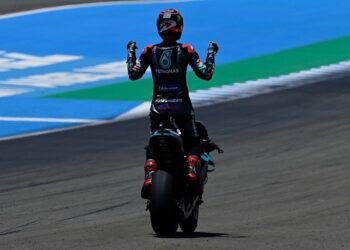 PELUMBA Petronas Yamaha SRT, Fabio Quartararo menakluk perlumbaan MotoGP 
Grand Prix Andalucia di Litar Jerez hari ini. - AFP