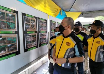 FADILLAH Yusof ketika meninjau projek menggantikan Jambatan Titi Kerawang di Balik Pulau, Pulau Pinang hari ini.