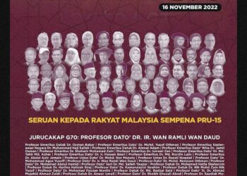 SEBANYAK 70 individu yang menggelarkan diri sebagai G70 membuat deklarasi menyokong Anwar Ibrahim sebagai bakal perdana menteri.