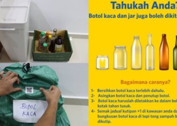 Botol kaca boleh dikitar semula bersama barangan kitar semula yang lain.