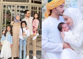 Aeril Zafrel dan Wawa Zainal bergambar bersama ahli keluarganya.