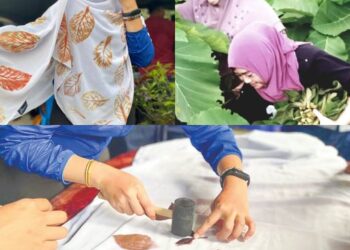 Daun-daun perlu dimatikan warna dengan direndam di dalam air tawas terlebih dahulu sebelum proses mengetuk pada fabrik dilakukan.