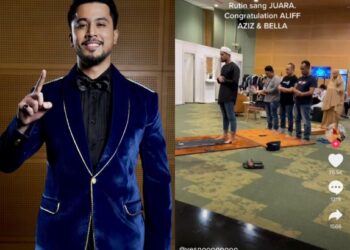 Video memaparkan Aliff Aziz di belakang pentas, sedang mengimamkan solat jadi bualan.