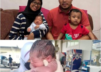 Pasangan Nur Atasyha dan Nazerul bersama permata hati mereka.
