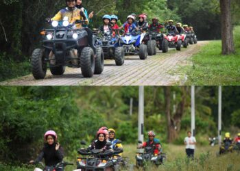 IBU bapa boleh meluangkan masa bersama anak-anak menaiki ATV mengelilingi kawasan perkampungan sekitar Bintong, Perlis. GAMBAR - ASYRAF MUHAMMAD