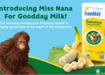 Goodday memperkenalkan Orang Utana dipanggil Cik Nana sebagai ‘duta’ produk minuman susu pisang UHT keluarannya.