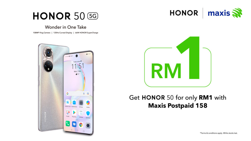 Dapatkan HONOR 50 hanya RM1 dengan pelan pascabayar 158 Maxis bermula 18 November – Utusan Digital Dapatkan HONOR 50 hanya RM1 dengan pelan pascabayar 158 Maxis bermula 18 November – Utusan Digital