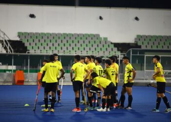 SKUAD remaja hoki negara giat menjalani latihan bagi persiapan ke Sukan SEA di Kemboja Mei ini.-IHSAN HOKITA