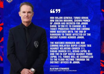 JDT menghulurkan sumbangan kepada mangsa banjir di Johor menerusi jualan tiket semua perlawanan yang berlangsung di Stadium Sultan Ibrahim hingga akhir Ramadan ini.
