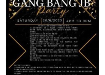 POSTER yang tular mengajak orang ramai menyertai parti ‘Gang Bang” di Johor Bahru pada 20 Jun depan.