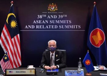 ISMAIL Sabri Yaakob ketika berucap secara maya pada Sidang Kemuncak ASEAN-Jepun ke-24 hari ini.