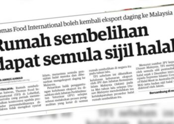 KERATAN laporan muka depan Utusan Malaysia semalam.