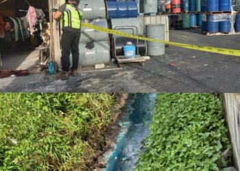 ALIRAN air longkang menjadi biru menyebabkan kegiatan sebuah premis yang menjalankan proses cucian tong terpakai secara haram dipercayai berisi sisa kimia terbongkar di Klang, Selangor.