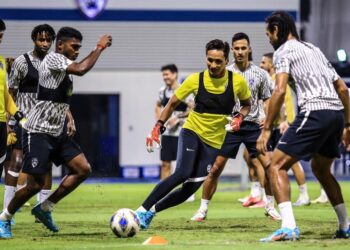 PEMAIN JDT melakukan persiapan akhir untuk menentang Kawasaki Frontale pada saingan Kumpulan I, Liga Juara-Juara Asia di Stadium Sultan Ibrahim, Iskandar Puteri malam ini.