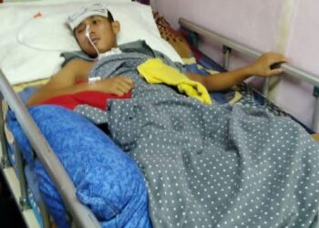 MUHAMMAD Danish Saedin kini hanya terbaring selepas melanggar seekor gajah yang melintas jalan di Jalan Kota Tinggi - Kluang pada 4 Ogos lalu.