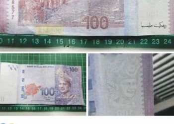 TANGKAP layar hantaran yang dikongsikan oleh seorang mangsa mengenai kisah ibunya yang menerima wang palsu bernilai RM100 di Kuala Nerus, Terengganu, Ogos lalu.