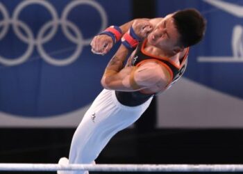 GIMNAS negara, Jeremiah Loo ketika beraksi di Pusat Gimnastik Ariake, Tokyo hari ini. - KAMARUL AKHIR/ ASIANA
