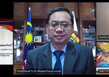 Majlis penyerahan sumbangan oleh Johor Port kepada Tabung Endowmen Universiti Teknologi Malaysia secara maya, semalam.