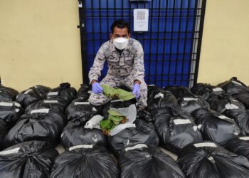 SALAH seorang anggota menunjukkan daun ketum yang dirampas Maritim Malaysia Zon Maritim Kuala Perlis seberat 400 kilogram dianggarkan bernilai RM72,000 di kawasan 0.1 batu nautika dari barat pantai Kurung Tengar, Kuala Perlis hari ini.