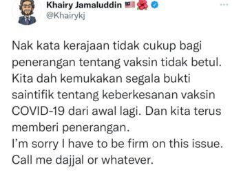 CIAPAN Twitter Khairy yang merujuk kenyataan Anwar.