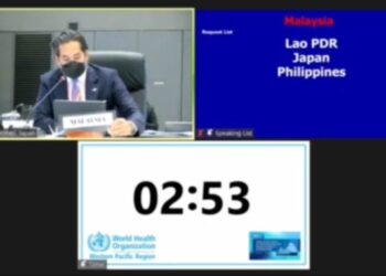 KHAIRY Jamaluddin ketika berucap pada Sesi ke-72 Mesyuarat Jawatankuasa WHO Rantau Pasifik Barat di Himeji, Jepun, hari ini. – IHSAN KEMENTERIAN KESIHATAN