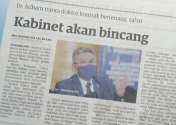 KERATAN akhbar Utusan Malaysia.