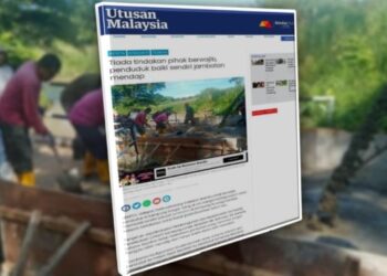 LAPORAN Utusan Online pada 1 Julai lalu mengenai penduduk Kampung Sungai Taling yang membaiki sendiri jambatan di kampung berkenaan yang mendap selepas berlakunya banjir besar pada penghujung tahun lalu.