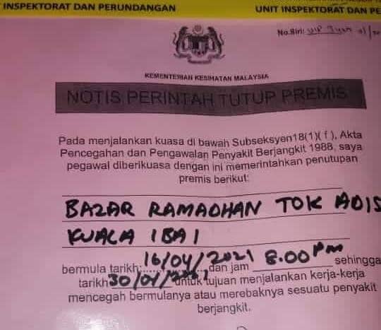 Langgar Sop Bazar Tok Adis Diarah Tutup 2 Minggu