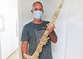 SHLOMI Katzin bersama pedang berusia 900 tahun ditemukan. - NIR DISTELFELD