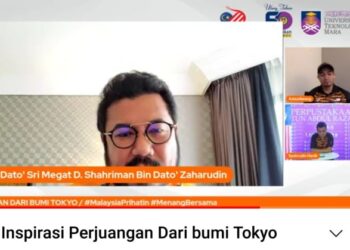 TANGKAP layar Megat D.Shahriman Zaharudin dan Azizulhasni Awang dalam satu webinar yang berlangsung secara dalam talian menerusi saluran YouTube UiTM Channel.