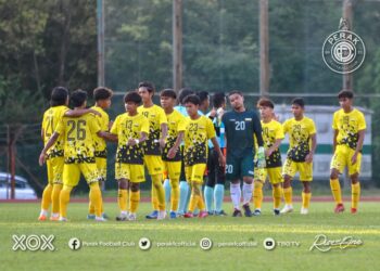 PEMAIN Perak tumpas 0-2 kepada Selangor dalam aksi pembukaan Sukma 2022 di Arena UM, Kuala Lumpur hari ini. - IHSAN PERAK FC