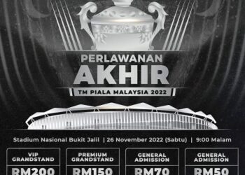 HARGA tiket perlawanan akhir Piala Malaysia 2022 tidak akan dinaikkan.