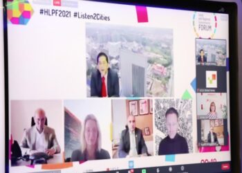 SESI pembentangan Voluntary Local Review oleh Zamani Ahmad Mansor (atas kiri) pada Forum Politik Peringkat Tinggi Matlamat Pembangunan Lestari (HLPF), baru-baru ini.