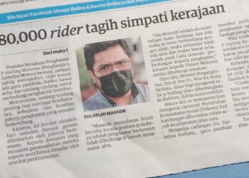 KERATAN akhbar Utusan Malaysia semalam.