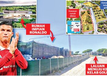 CRISTIANO Ronaldo mahu membeli kelab golf yang terletak bersebelahan dengan kawasan kediamannya 
di Portugal untuk dirobohkan. – IHSAN THE SUN