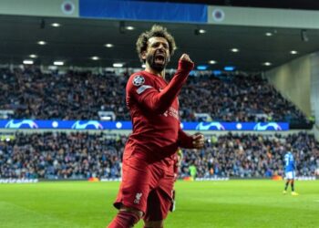 MOHAMED Salah meraikan jaringannya.