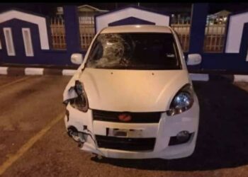 KERETA Perodua Myvi yang dipercayai terlibat dalam kemalangan langgar lari seorang warga emas di Kampung Rhu Muda, Marang, pada Ahad lalu.